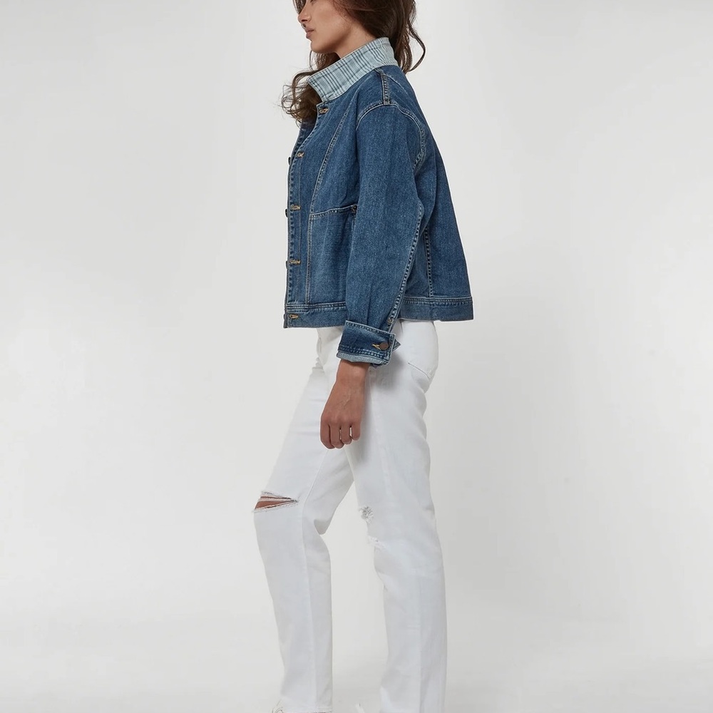 PARKER SMITH Blue Denim Jean Jacket Utility Jacket in Ellington XS $286
